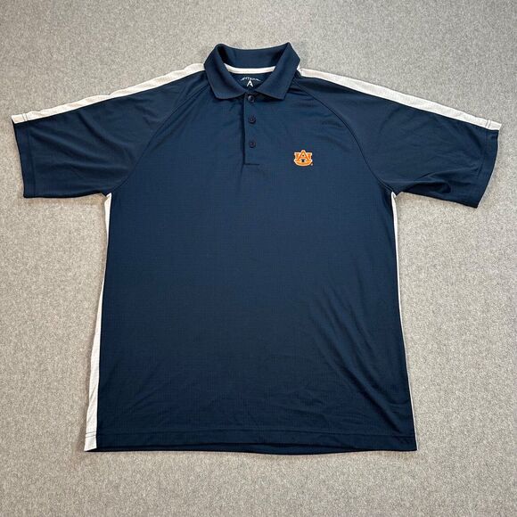 Auburn Tigers Antigua Short Sleeve Polo Shirt Men's Large Navy Orange Logo - Picture 1 of 8